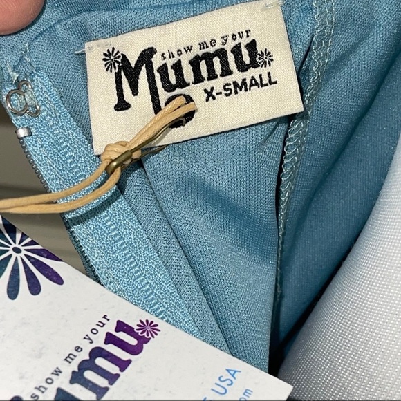 NEW Show Me Your MuMu Faye Flutter Maxi Dress Blue XS - Picture 7 of 17